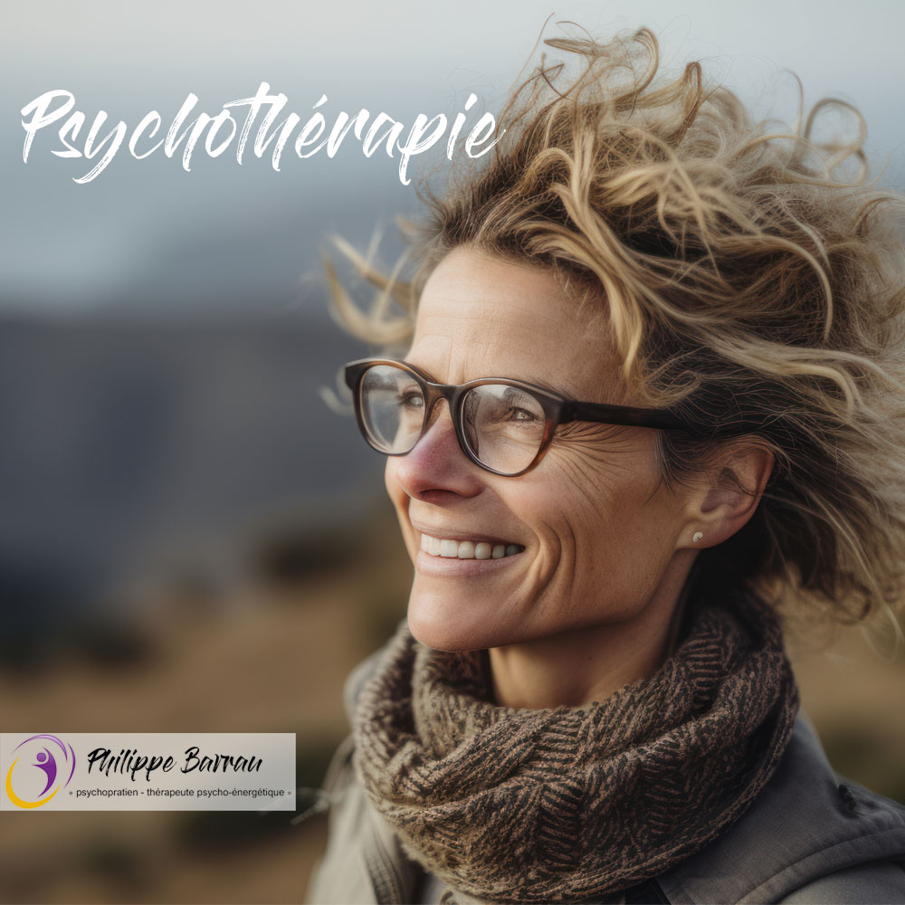 Femme souriante en extérieur, symbole d’apaisement et de transformation intérieure — illustration de la psychothérapie pratiquée par Philippe Barrau, psychopraticien et thérapeute psycho-énergétique à Mas-Blanc-des-Alpilles près de Saint-Rémy-de-Provence.