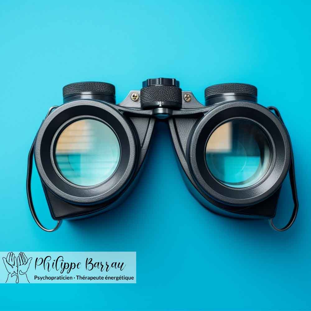 Jumelles symbolisant une démarche pour aller plus loin dans la compréhension du magnétisme énergétique et de la coupe de feu